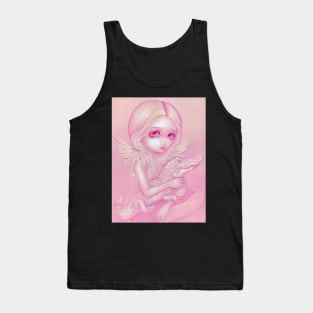 Pink Chibi Angel Pastel Goth with Crocodile Tank Top